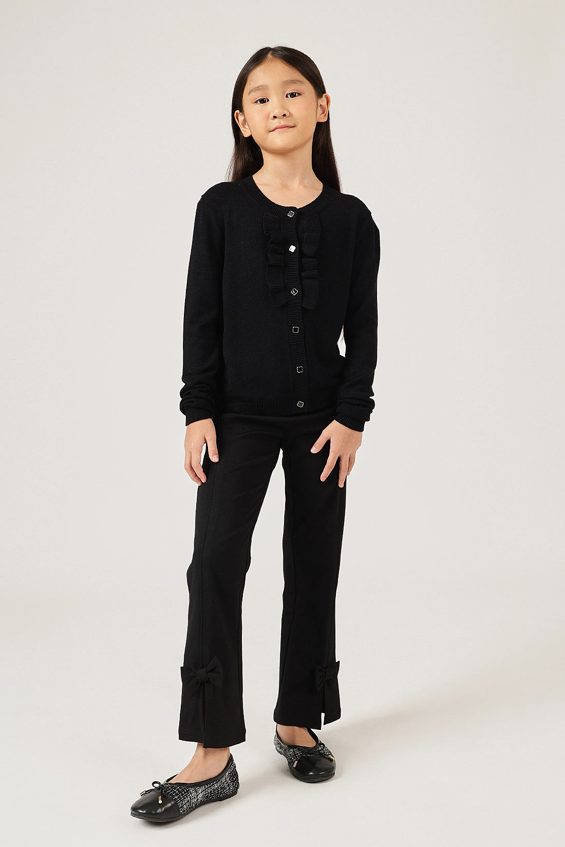 Girls' Black Sweater with Frill Detailing One Friday