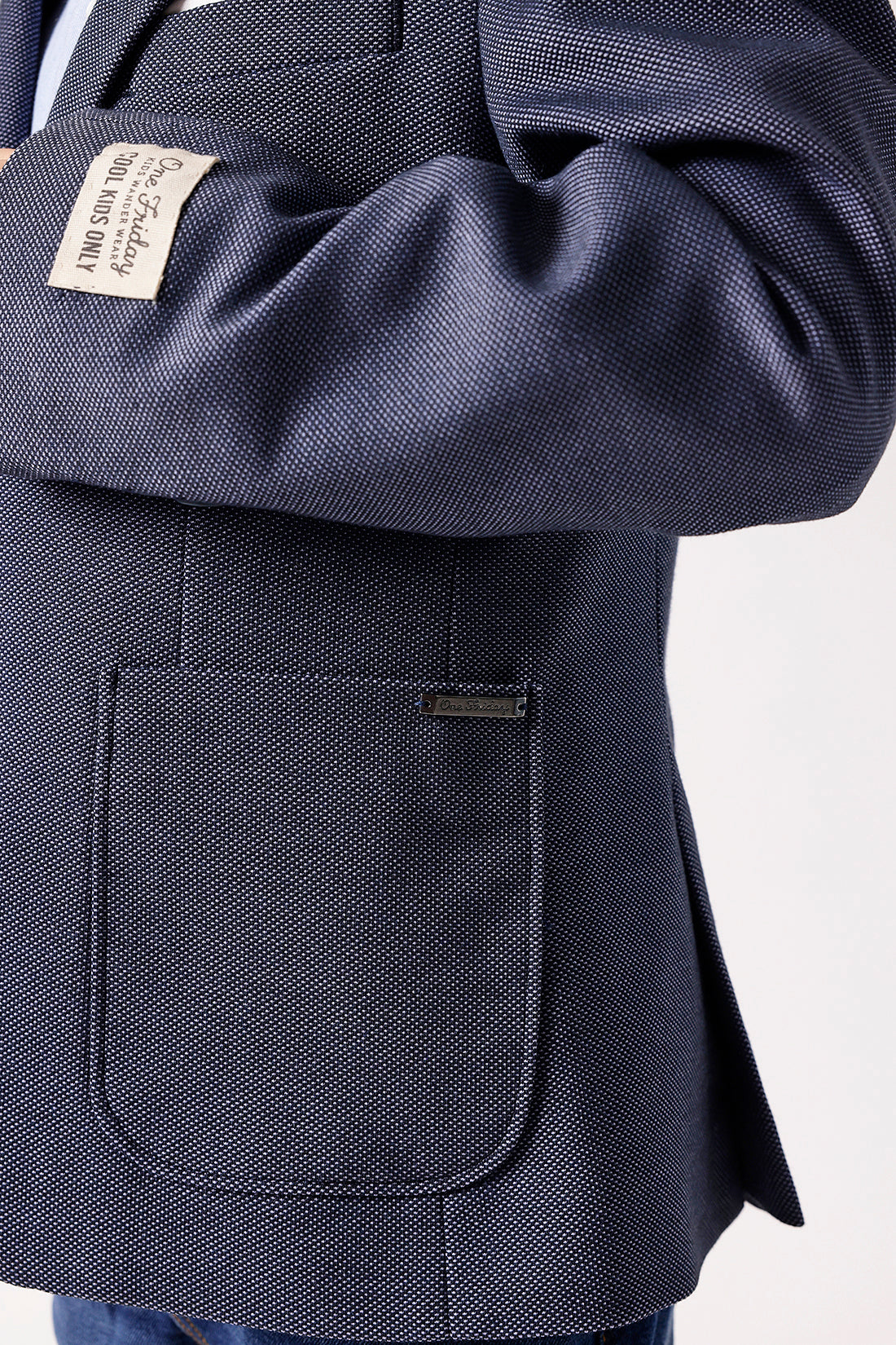 Boys’ Blue Formal Blazer with Chest Pocket Square