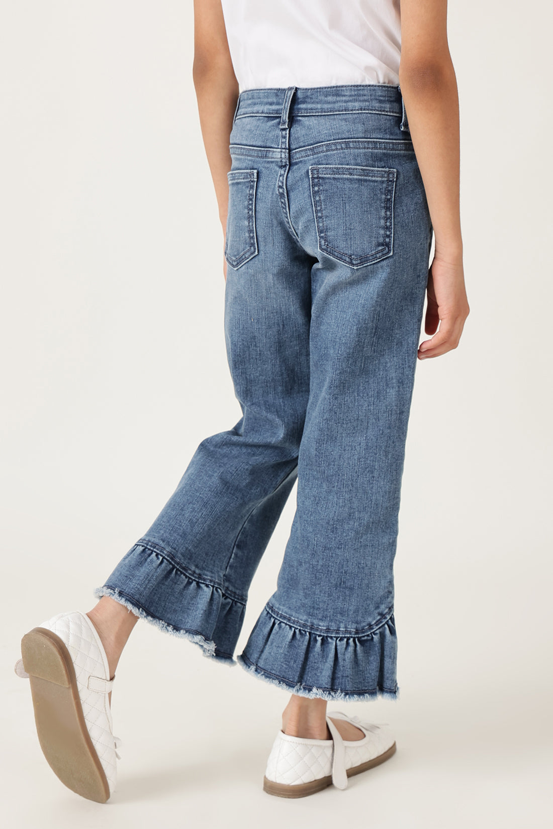 Girls Blue Regular Fit Solid Denim Jeans by One Friday