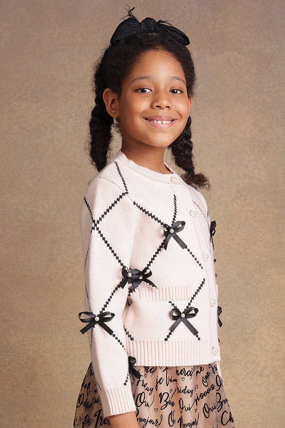 Girls Nude Solid Sweater