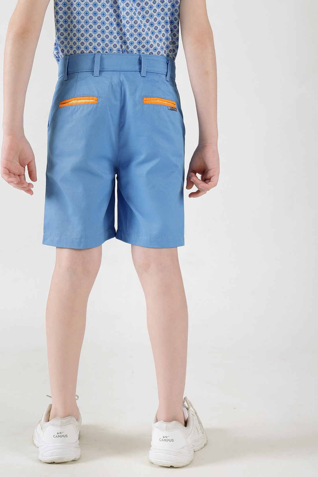 Boys Blue Regular Fit Solid Shorts by One Friday