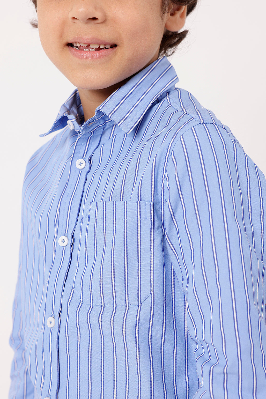 Boys Blue Striped Woven Shirt