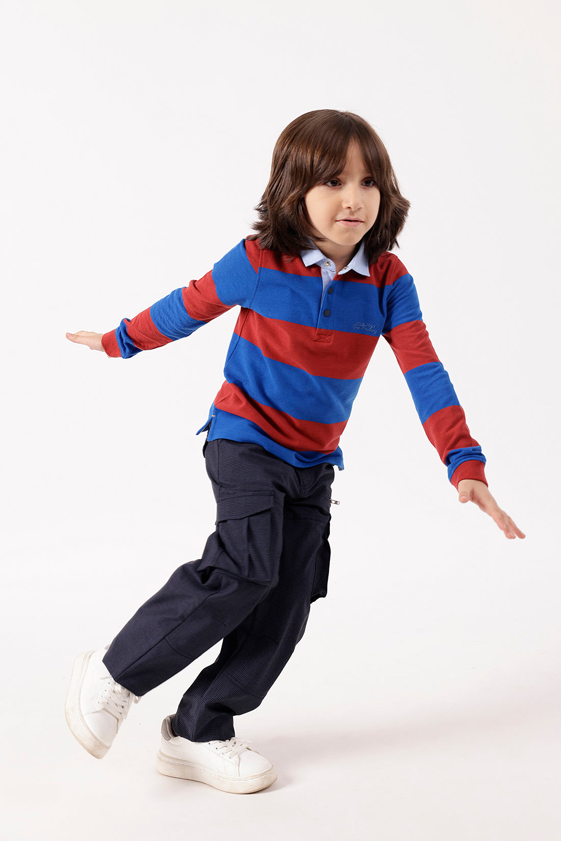 Boys Multi Striped Polo Full Sleeve T-Shirt | One Friday