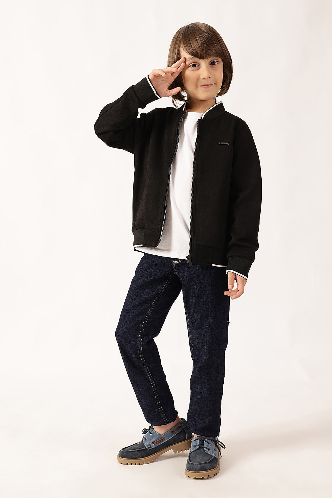 Boys Black Winter Jacket Outerwear with Zip