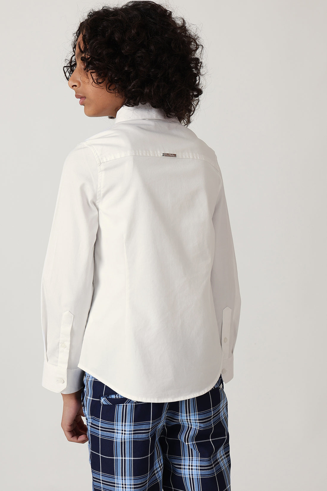 Boys White Regular Fit Full Sleeve Pin-Tucked Shirt by One Friday