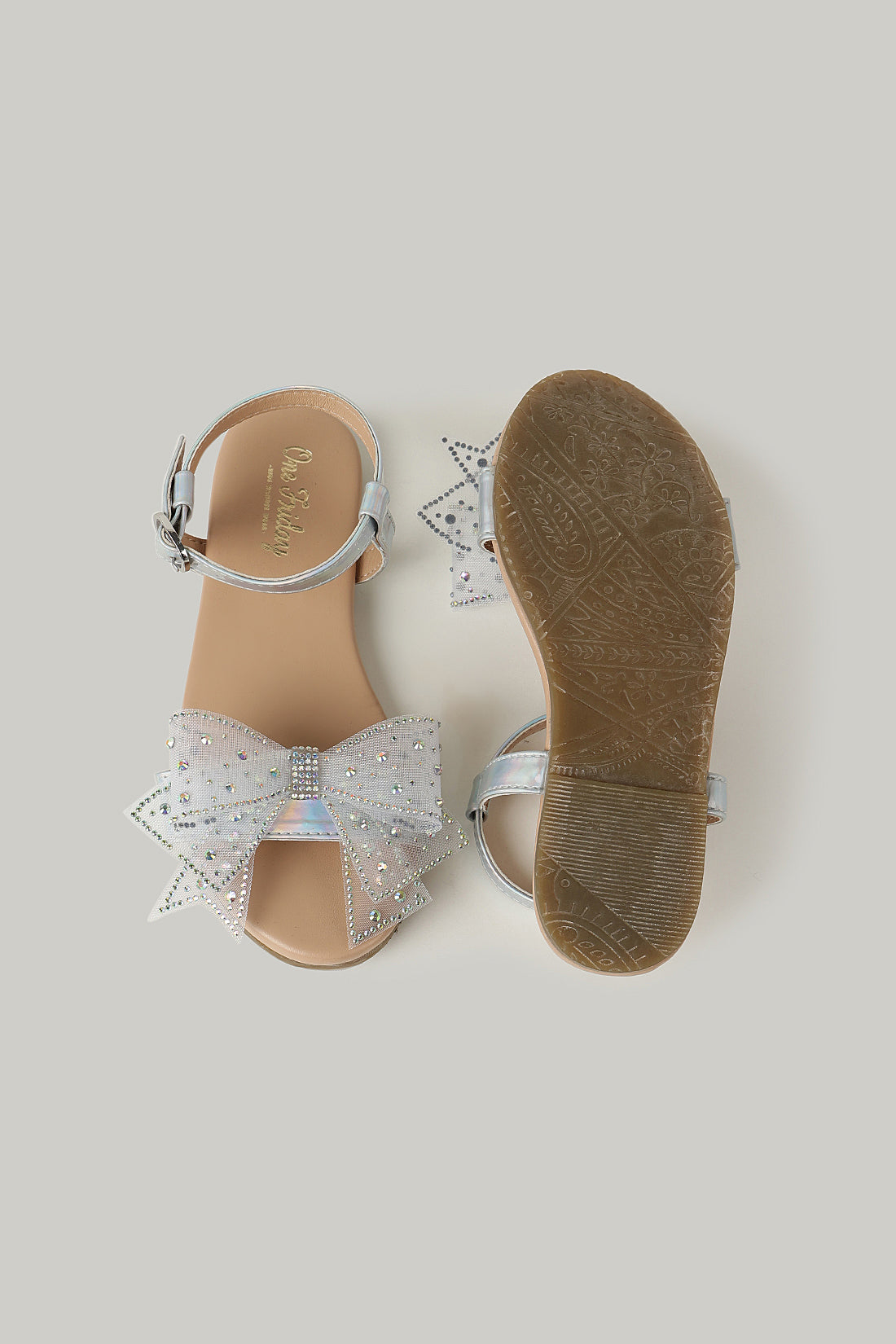 Girls Silver Open Toe Sandals