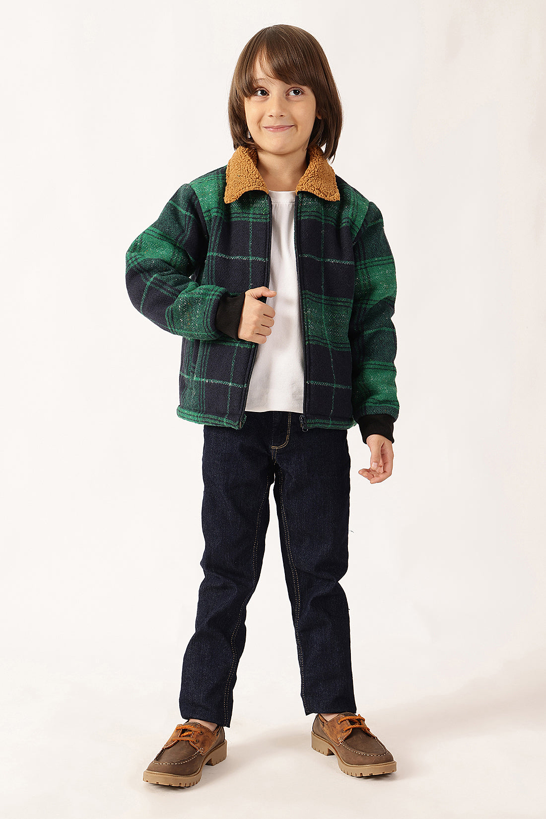 Boys Green Checked Jacket One Friday