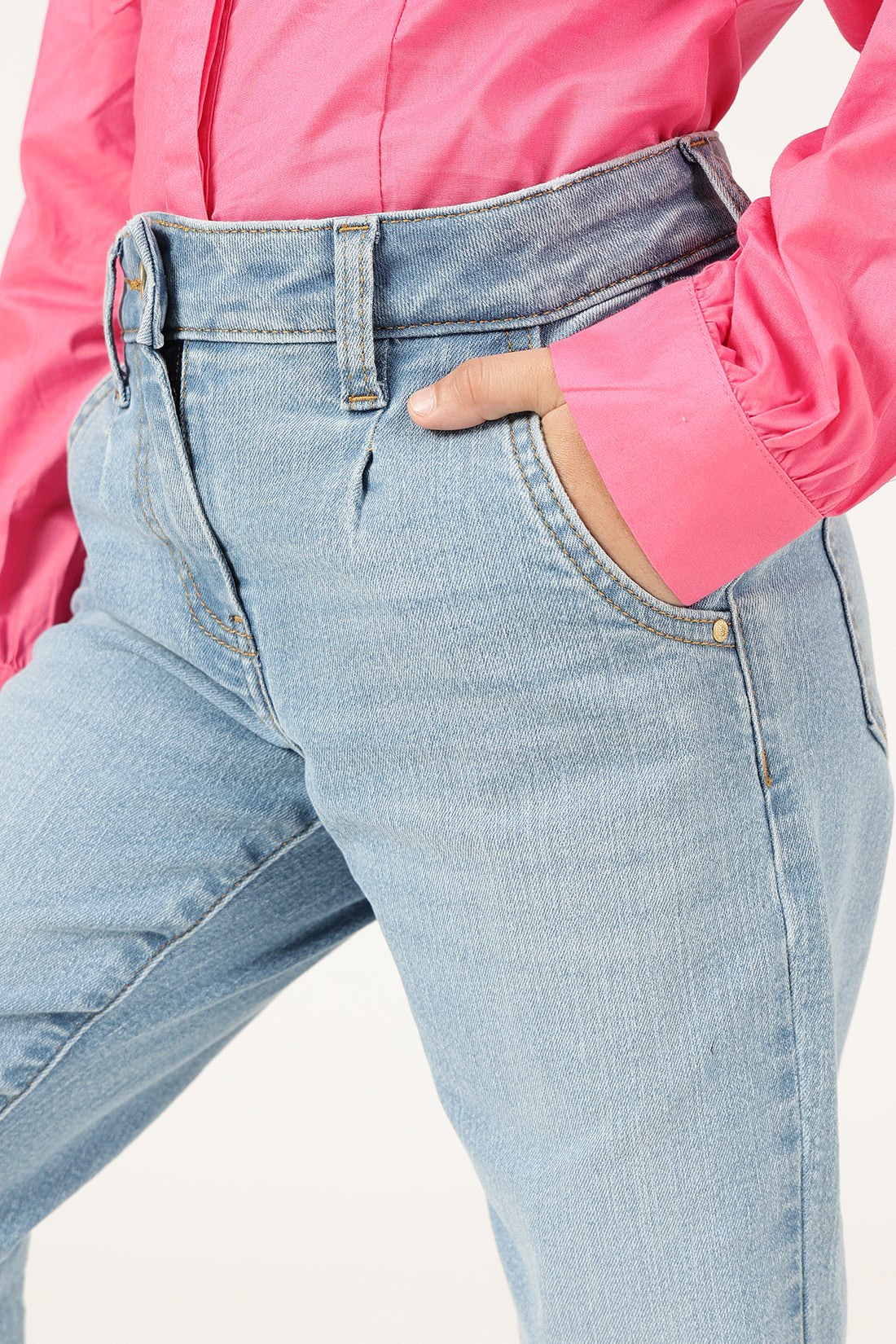 Girls Blue High Stretch Denim Jeans