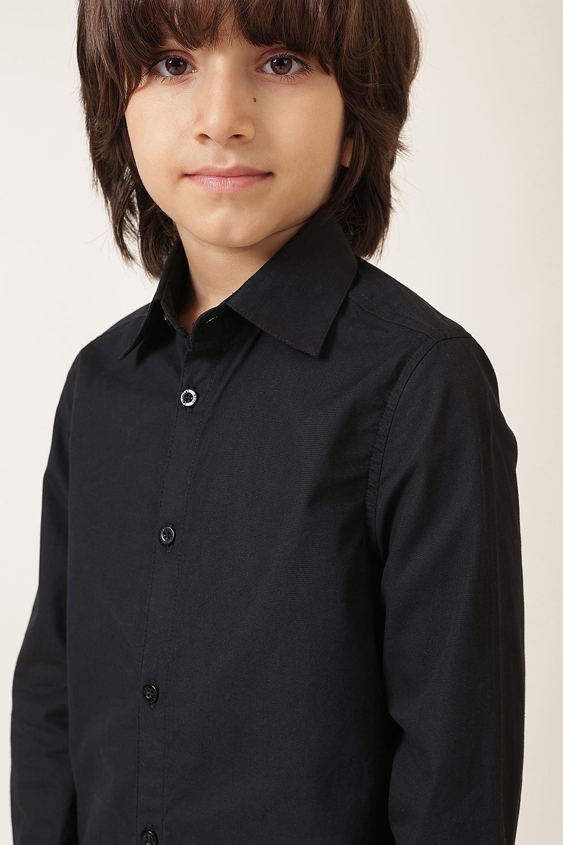 Boys Black Poplin Cotton Shirt