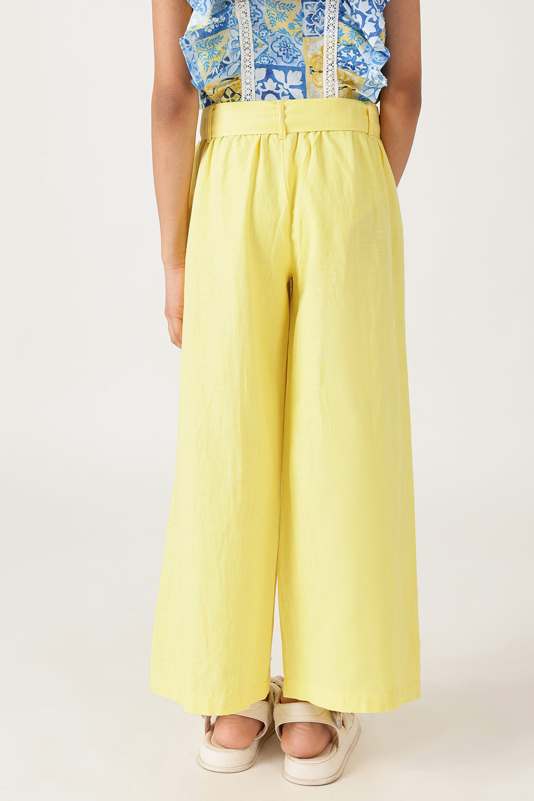 Girls Yellow Regular Fit Solid Culottes by One Friday