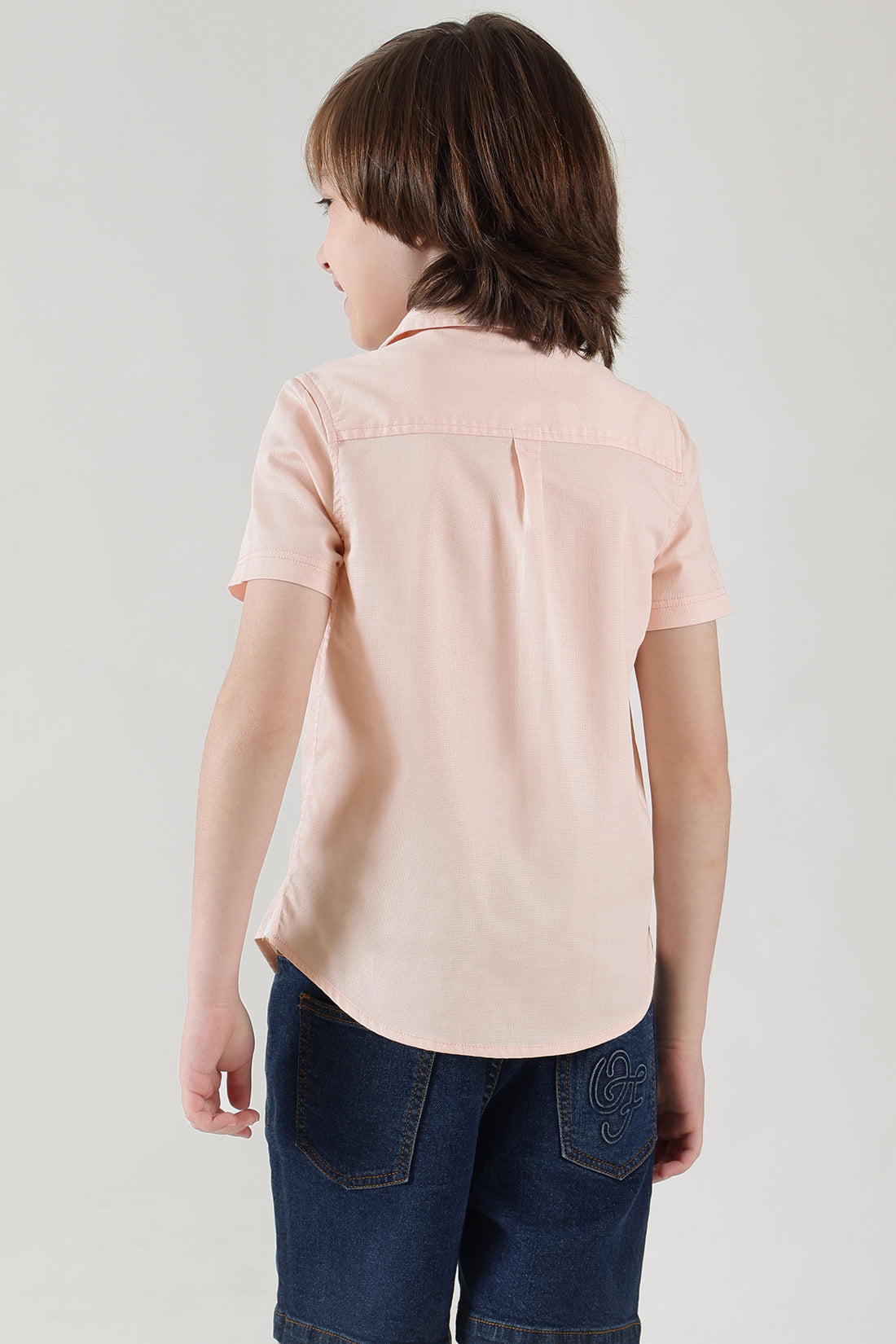 Boys Pink Regular Fitted Half Sleeve Textured T-Shirt by One Friday