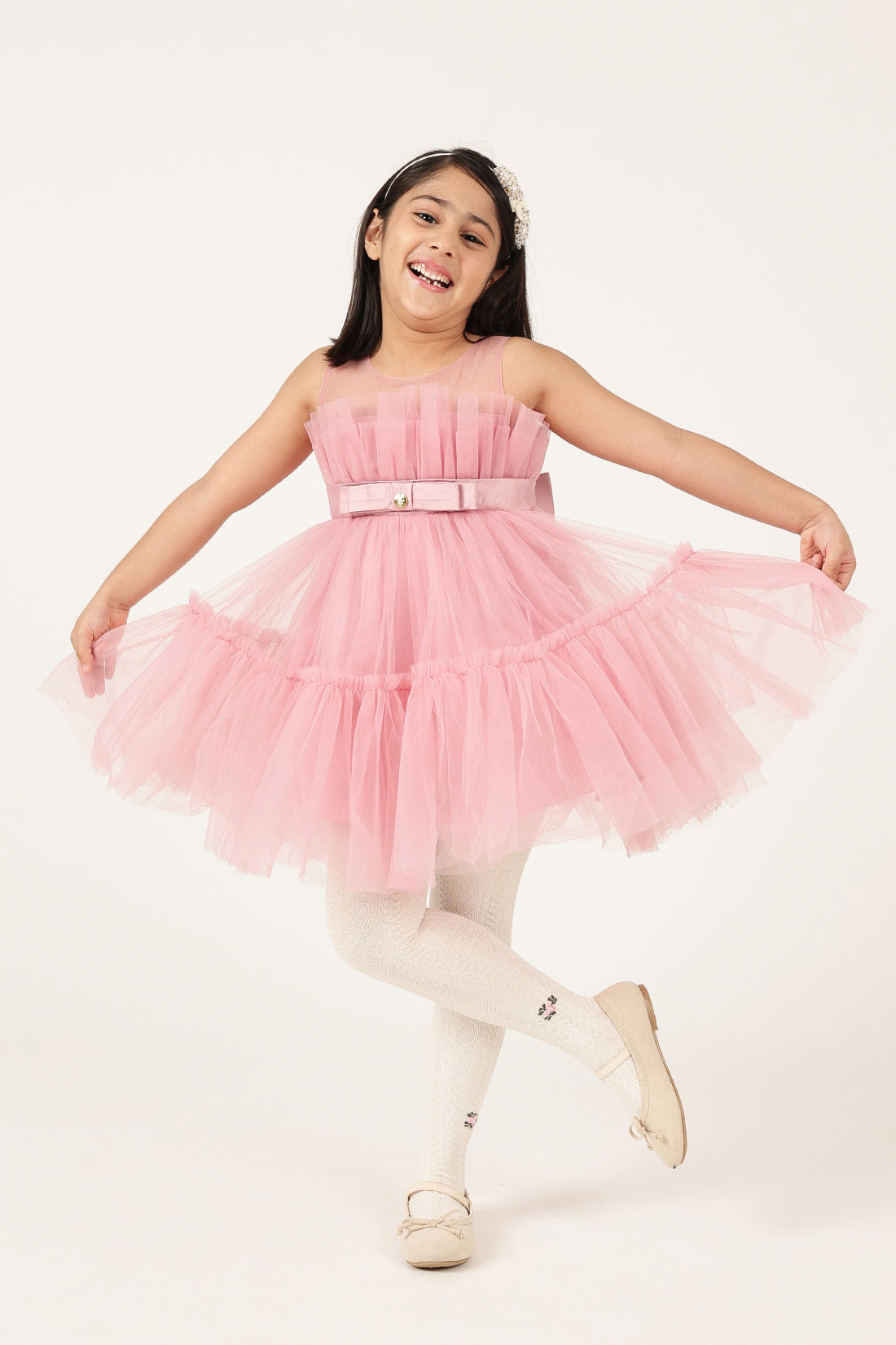 Girls Solid Sleeveless Zip Woven Dress