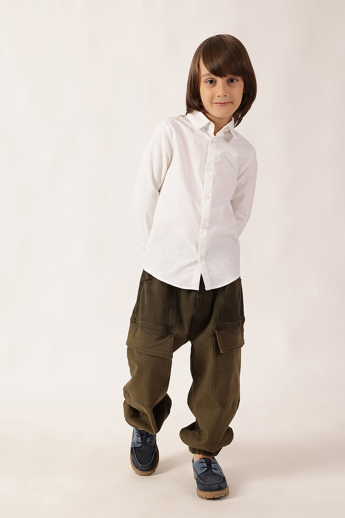 Boys White Cotton Blend Shirt