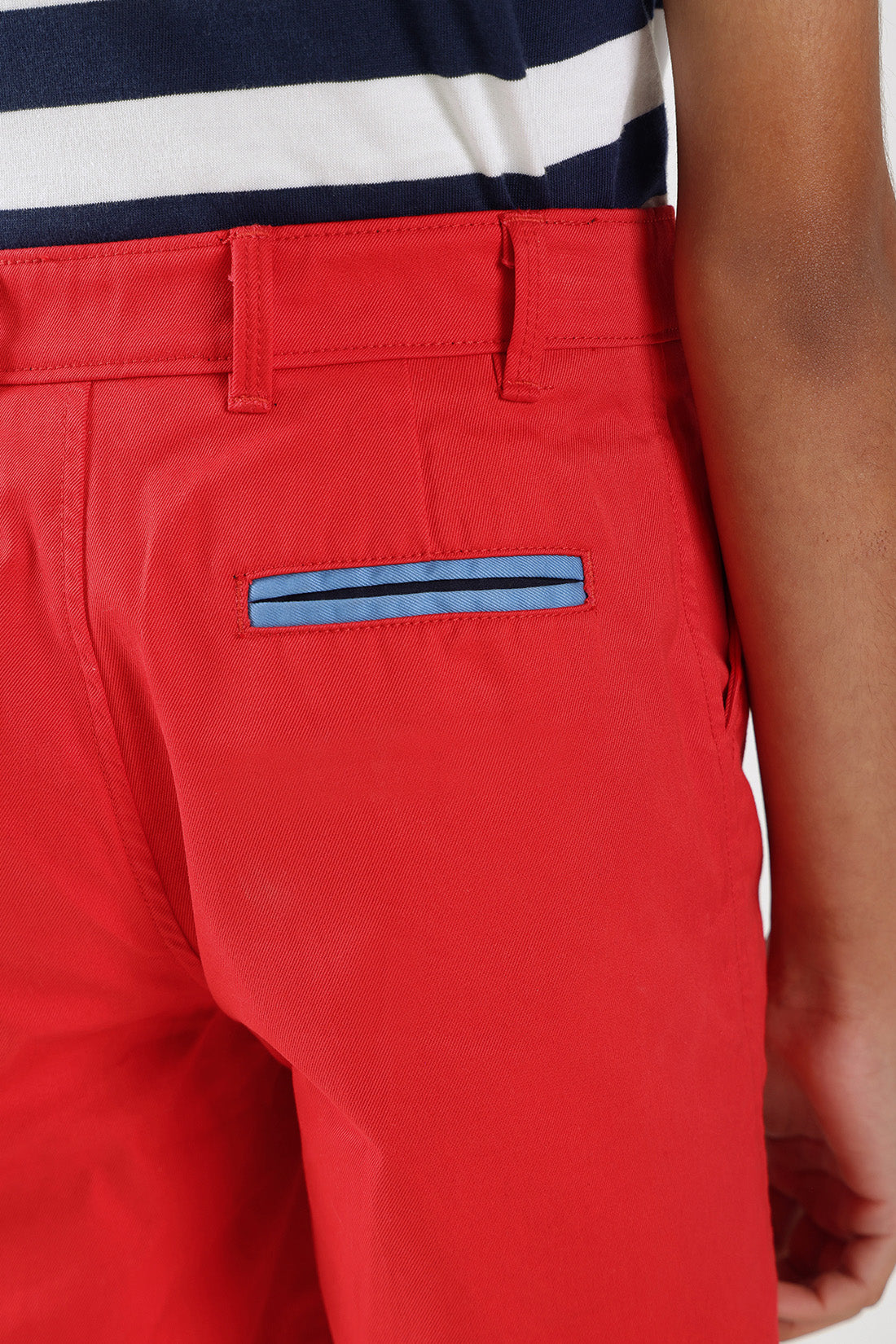 Boys Red Regular Fit Solid Shorts by One Friday