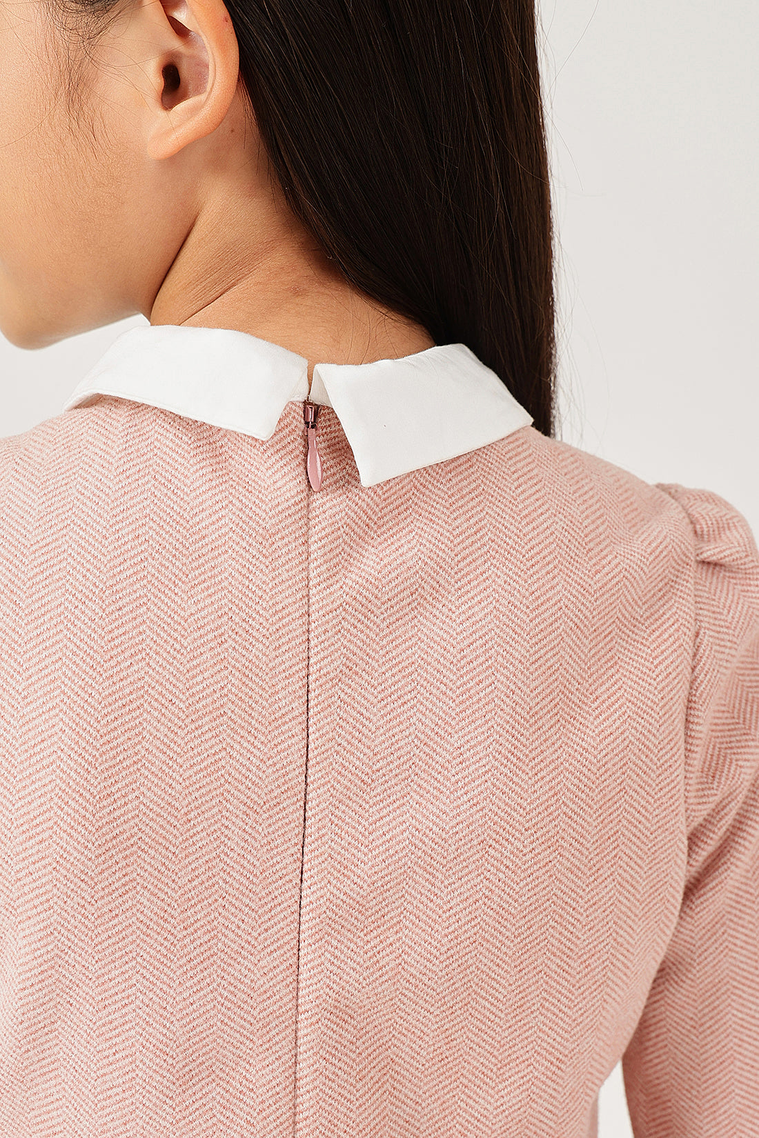 Girls Solid Polyester Peter Pan Collar Dress