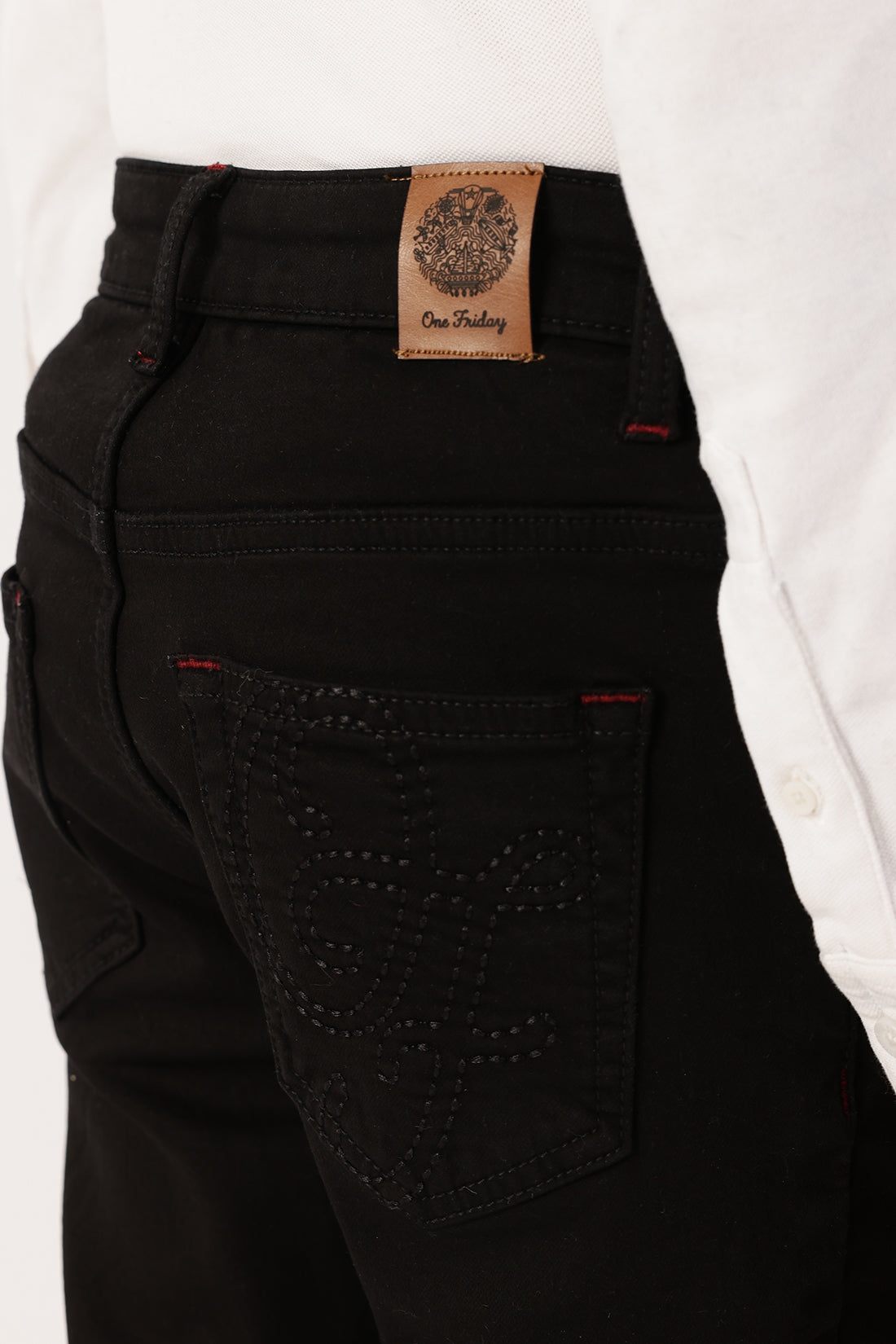 लड़कों के लिए नीली जींस आरामदायक स्ट्रेच निट डेनिम