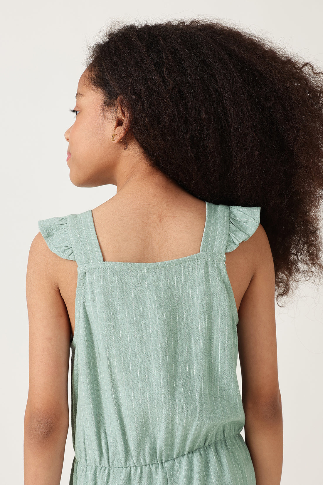 One Friday Girls Mint Stripes Jumpsuit