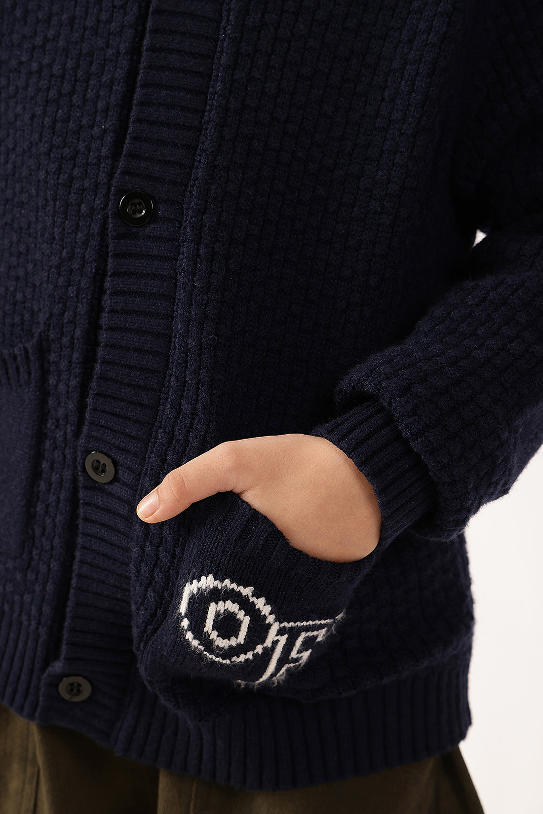 Boys Navy Blue Knit Cardigan One Friday