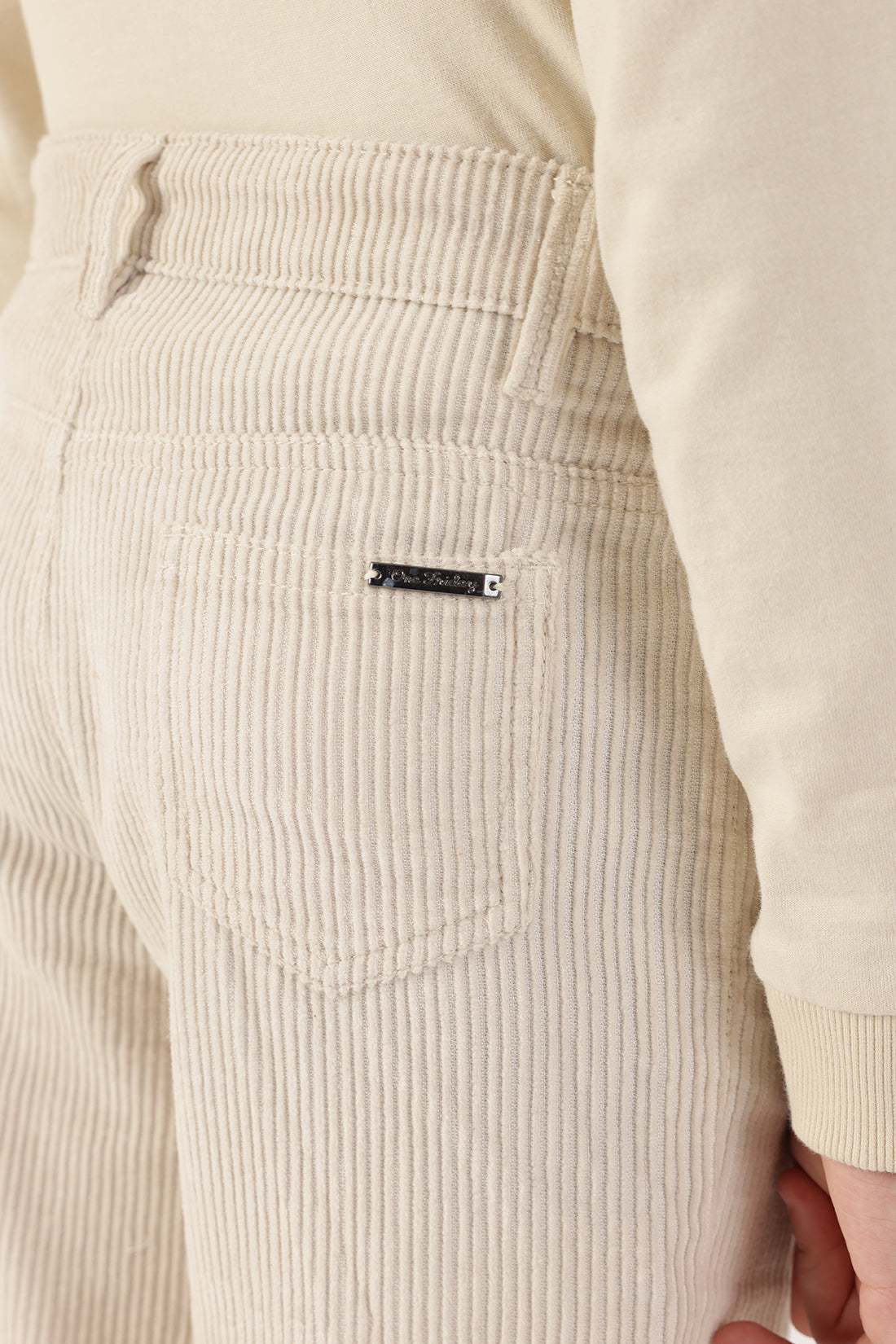 Boys Beige Solid Cotton Woven Trousers