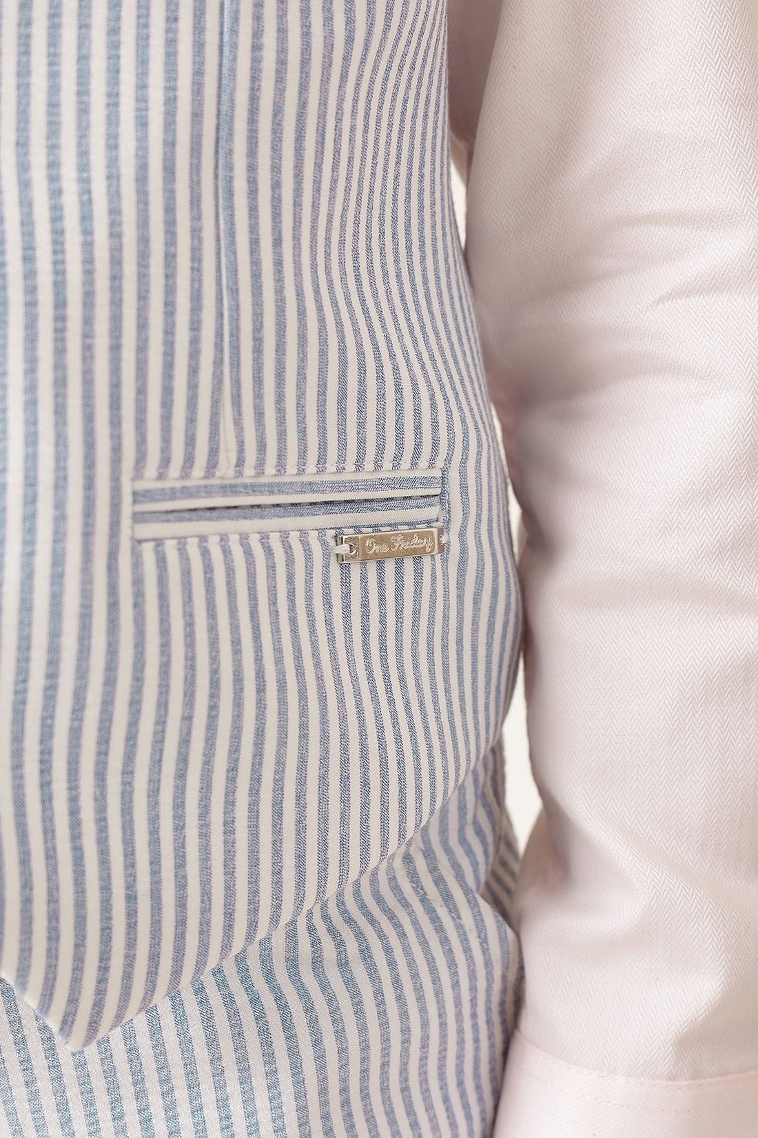 Boys Blue Striped Seersucker Waistcoat