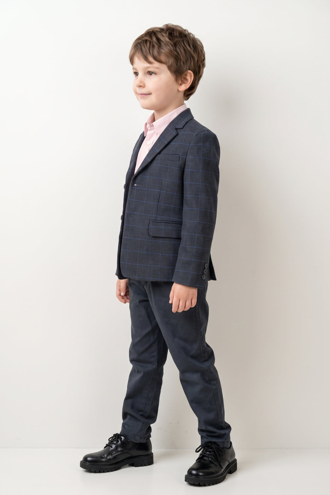 Boys Navy Blue Solid Twill Blazer