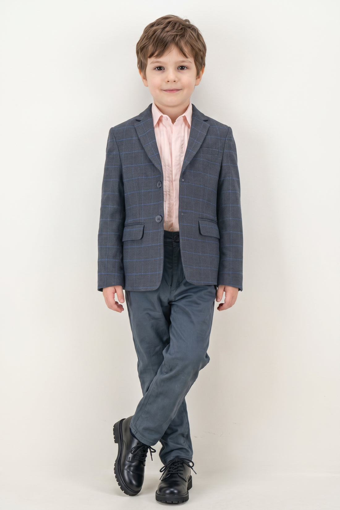 Boys Navy Blue Solid Twill Blazer
