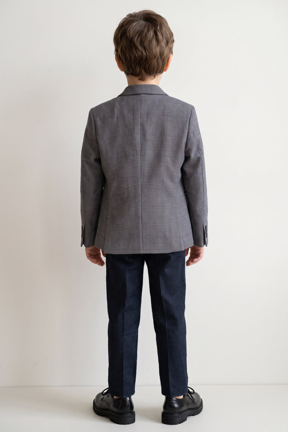 Boys Grey Solid Twill Blazer