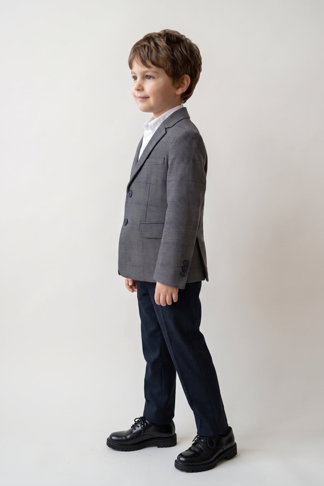 Boys Grey Solid Twill Blazer