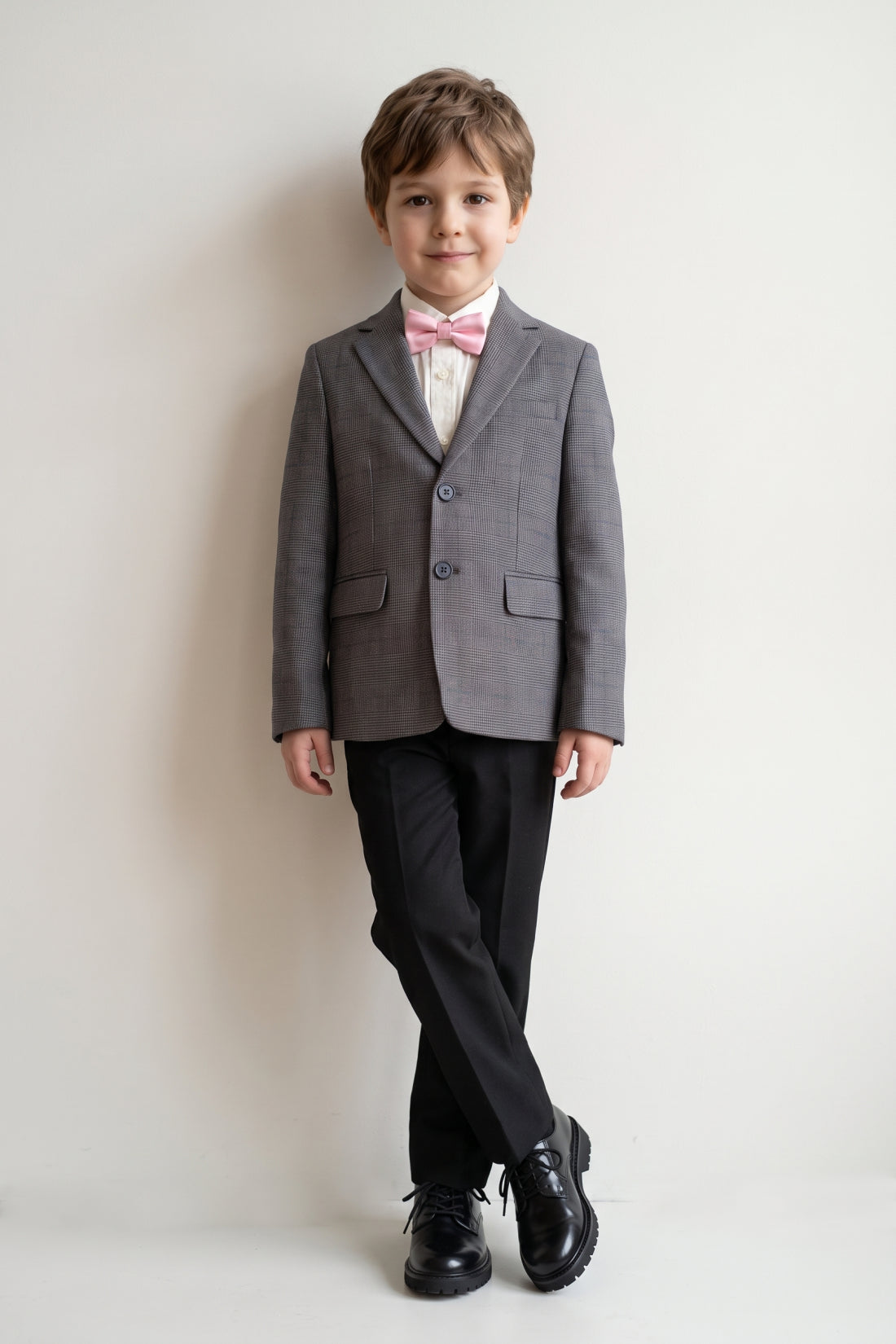 Boys Grey Solid Twill Blazer