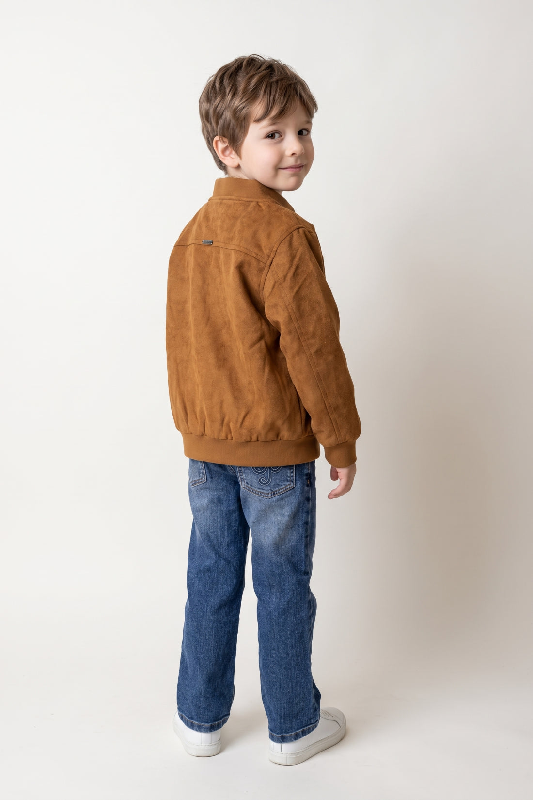 Boys Brown Solid Zip Jacket