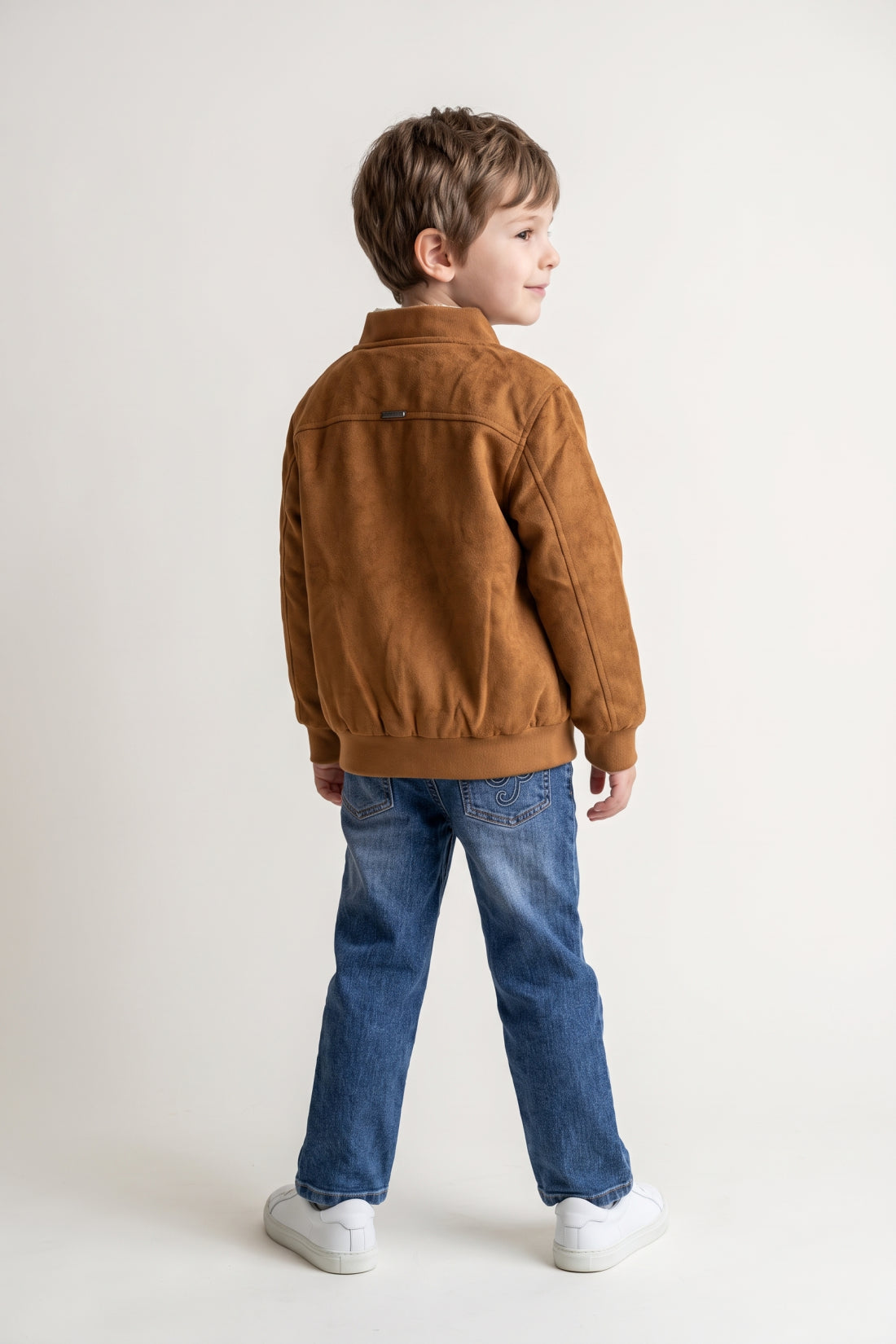 Boys Brown Solid Zip Jacket