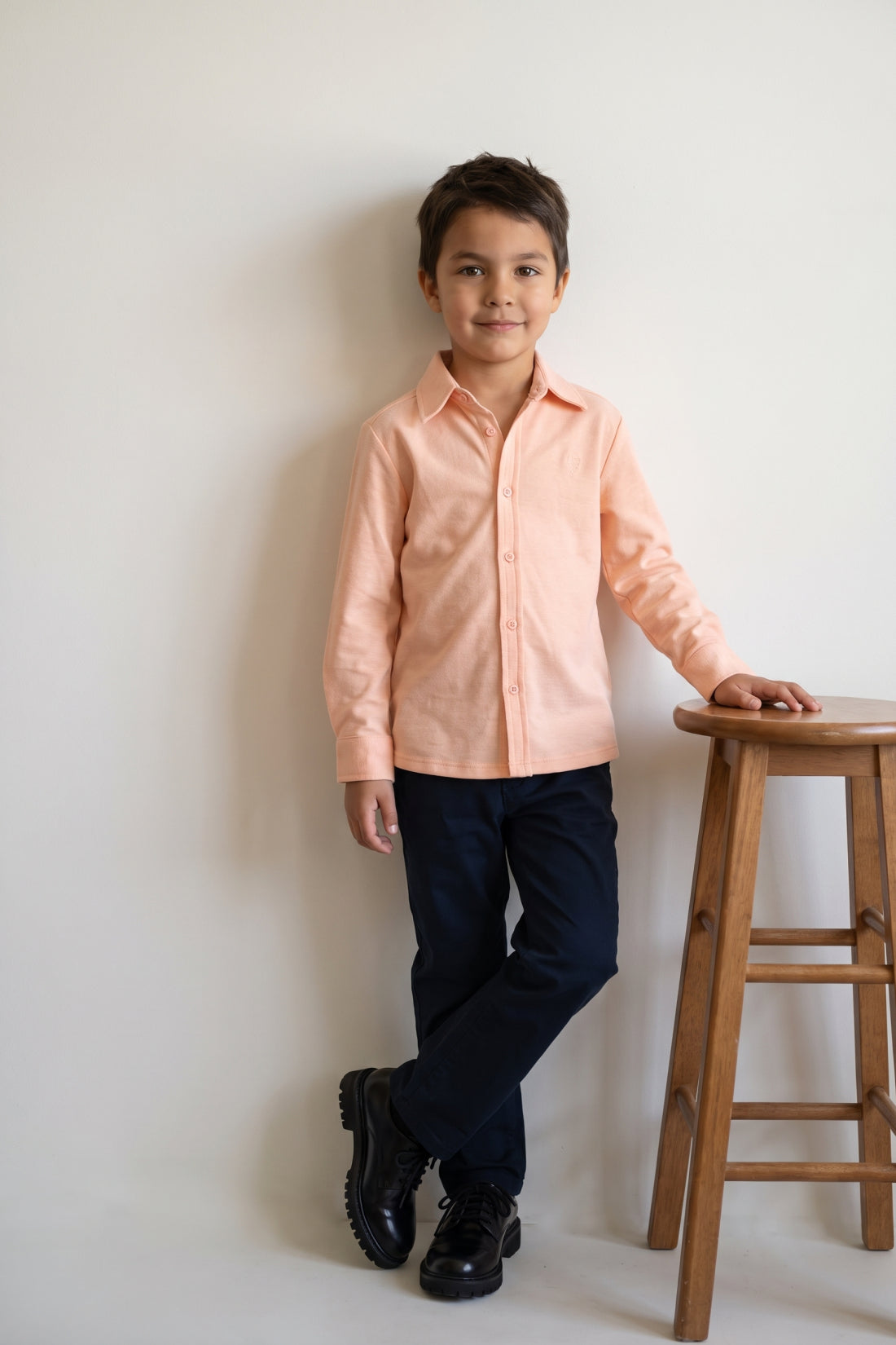 Boys Pink Cotton Blend Regular Fit Shirt
