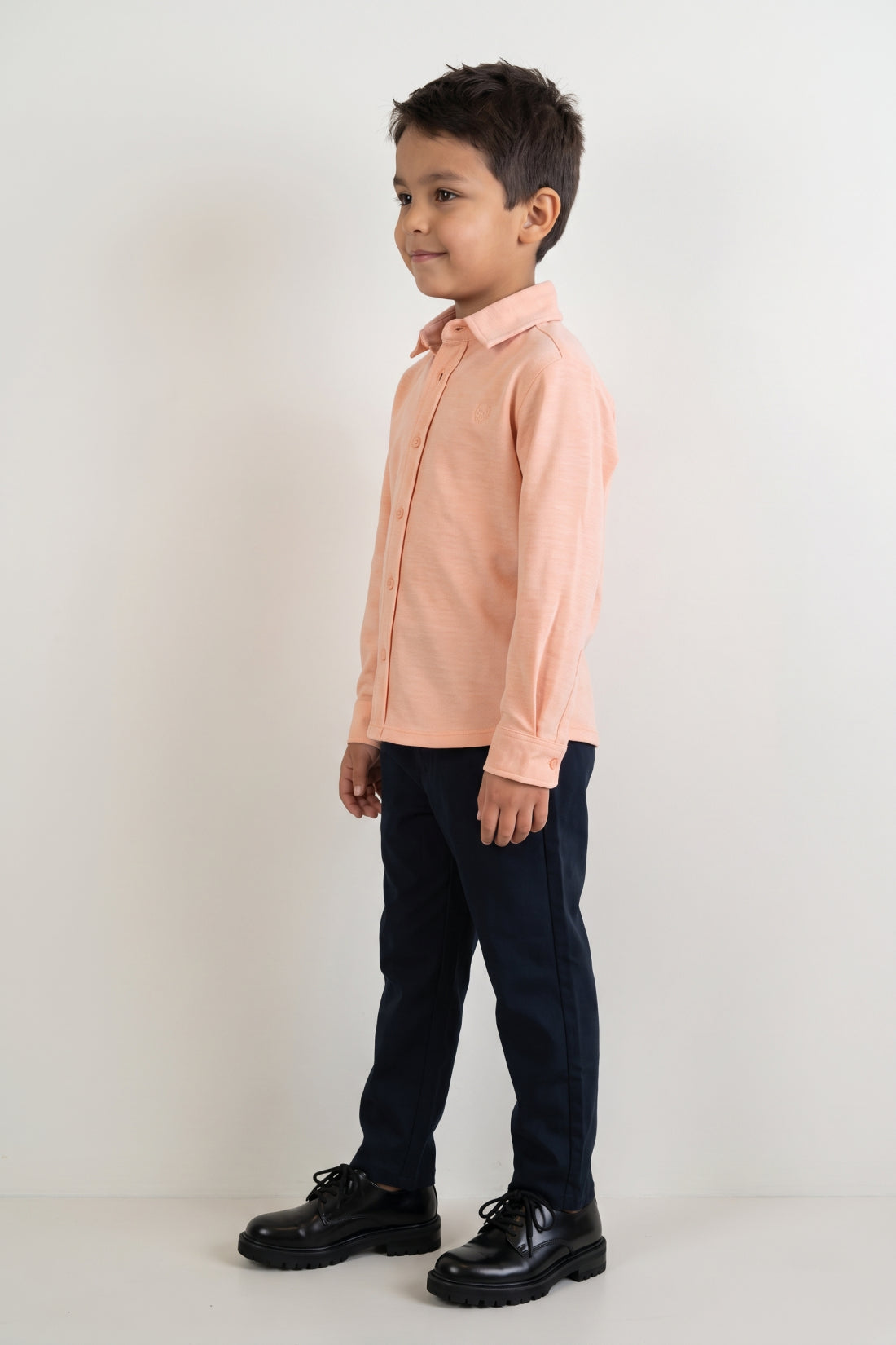 Boys Pink Cotton Blend Regular Fit Shirt