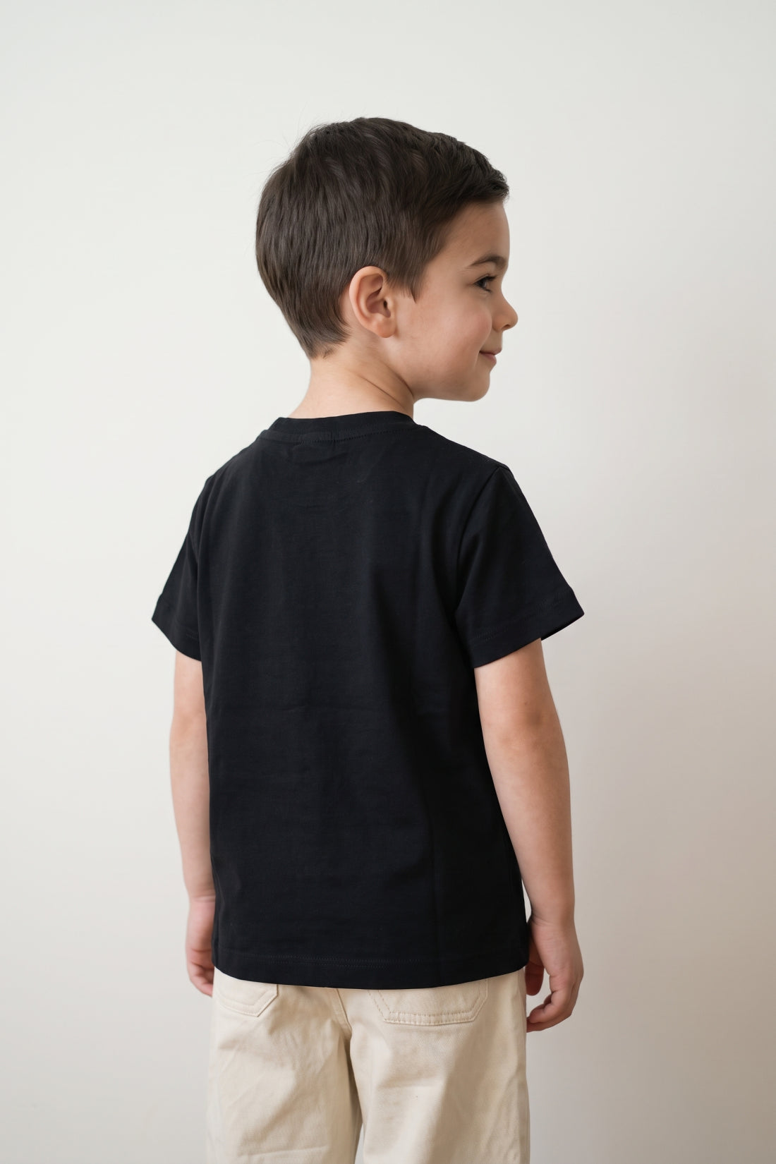 Boys Black Modal Blend Round Neck T-Shirt