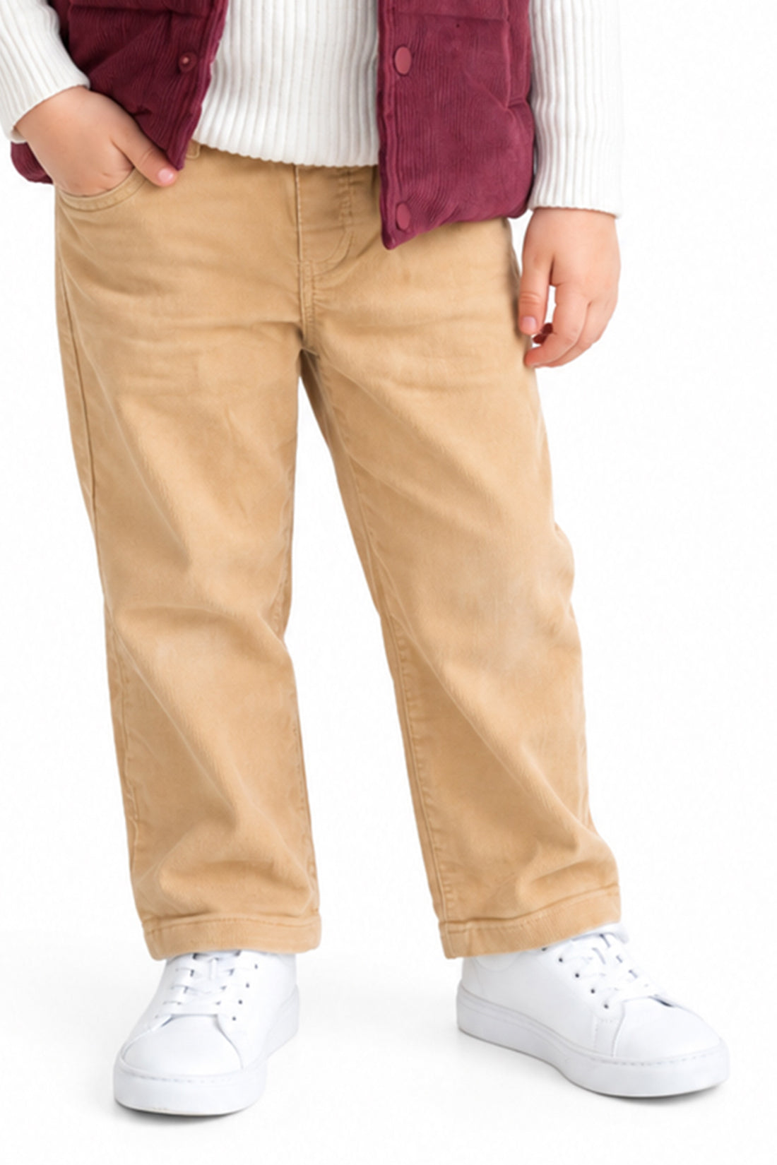 Baby Boys Sand Solid Cotton Regular Fit Trousers