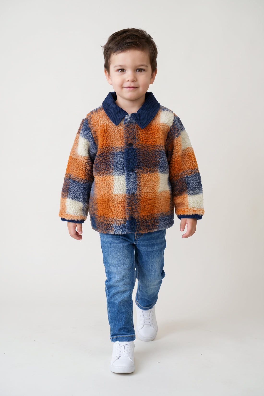 Baby Boys Multicolour Faux Fur Full Sleeve Jacket