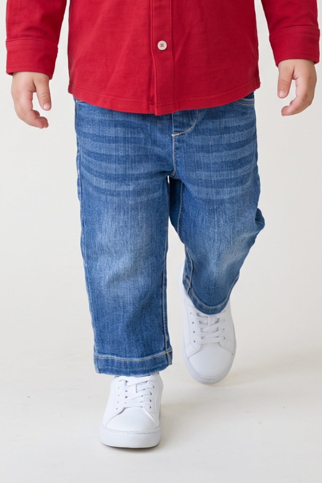 Baby Boys Blue Denim Cotton Regular Fit Jeans