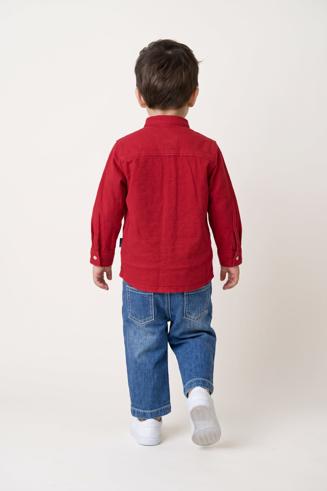 Baby Boys Red Solid Cotton Full Sleeve Shirt