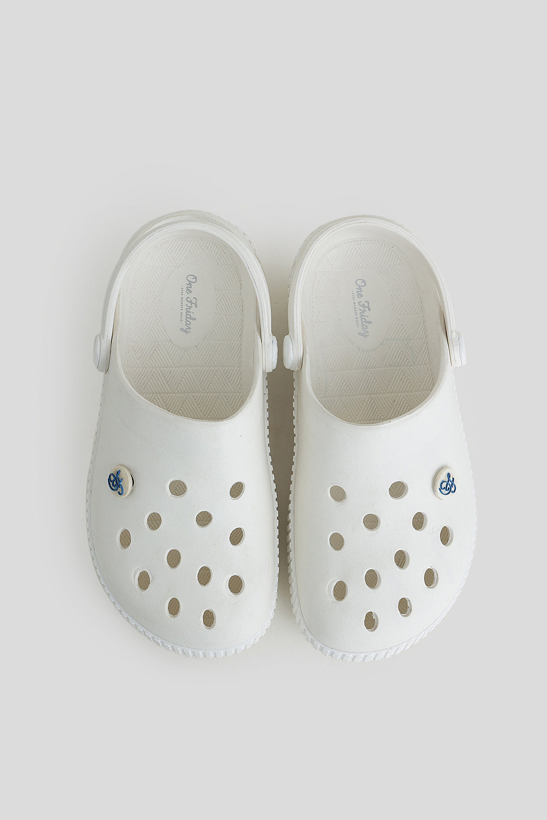 Unisex White Nautical Clogs with 3D Marine Charms & Strap | One Friday