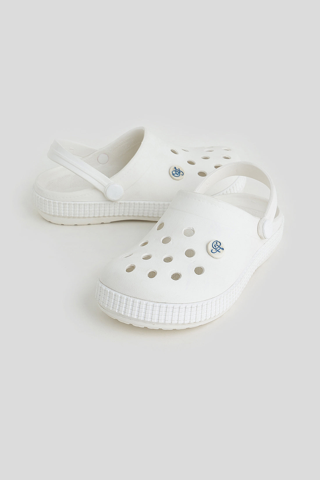 Unisex White Nautical Clogs with 3D Marine Charms & Strap | One Friday