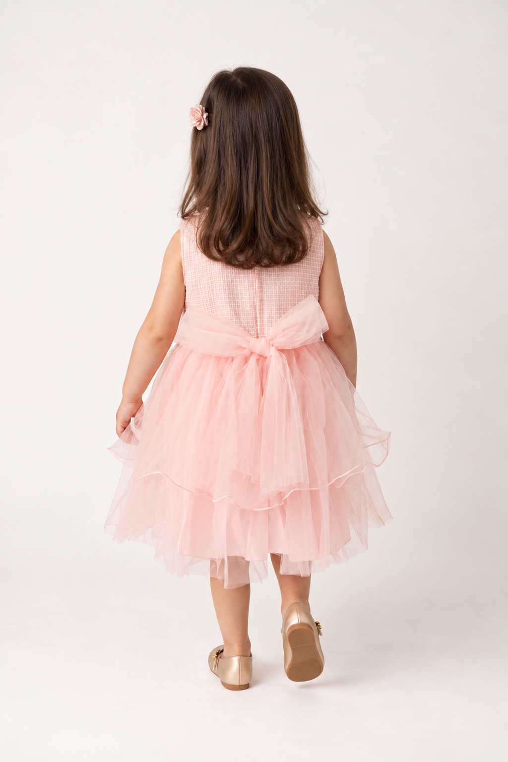 Girls Pink Solid Woven Summer Dress