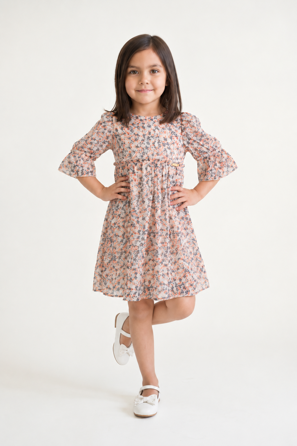 Girls Floral Print Cotton Summer Zip Dress