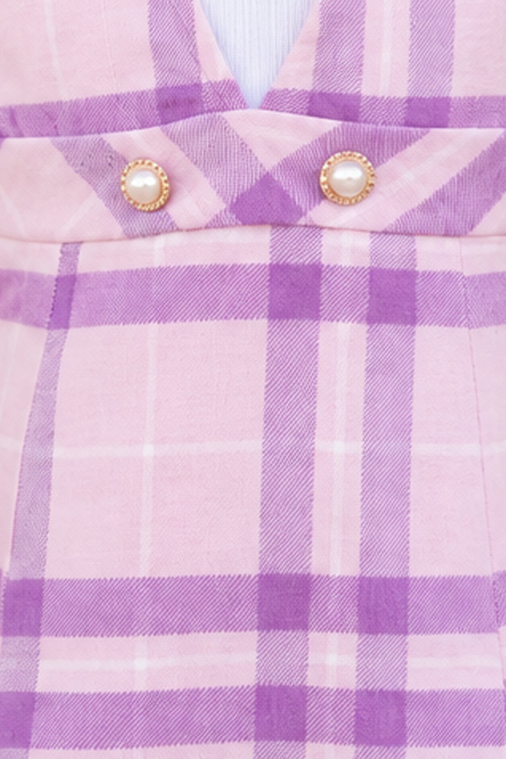 Girls Pink Check Print Sleeveless Dress