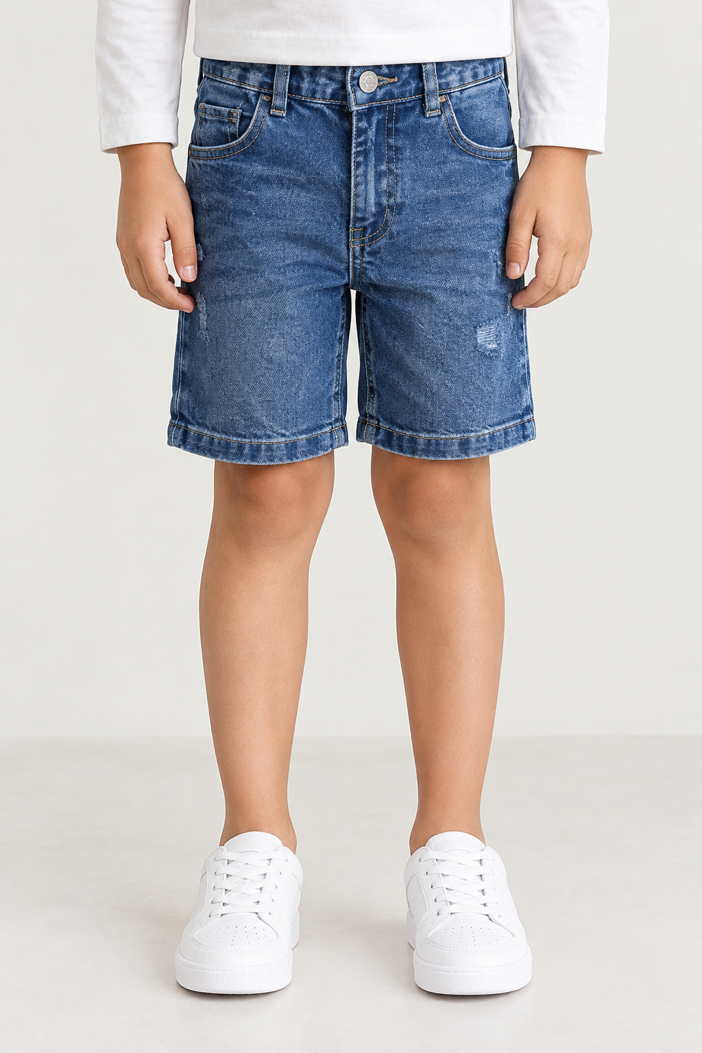 Boys Blue Cotton Denim Regular Fit Shorts