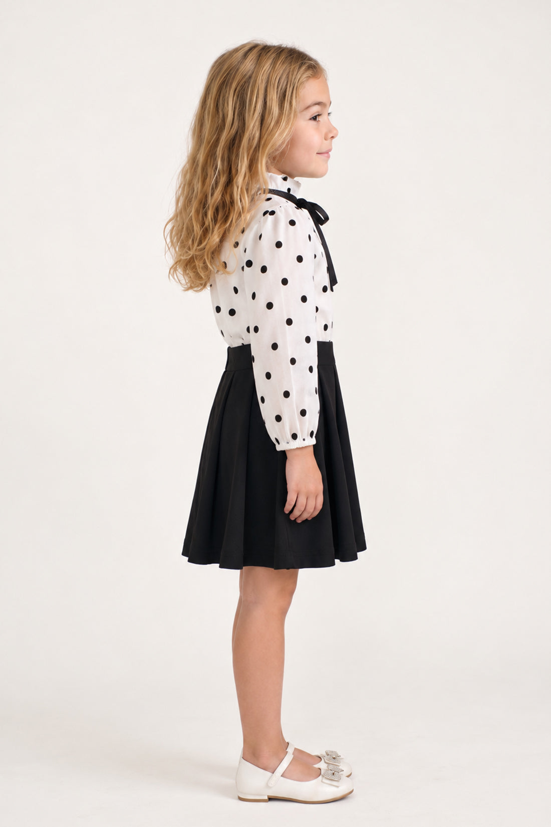 Multi Colour Polka Print Full Sleeve Dress