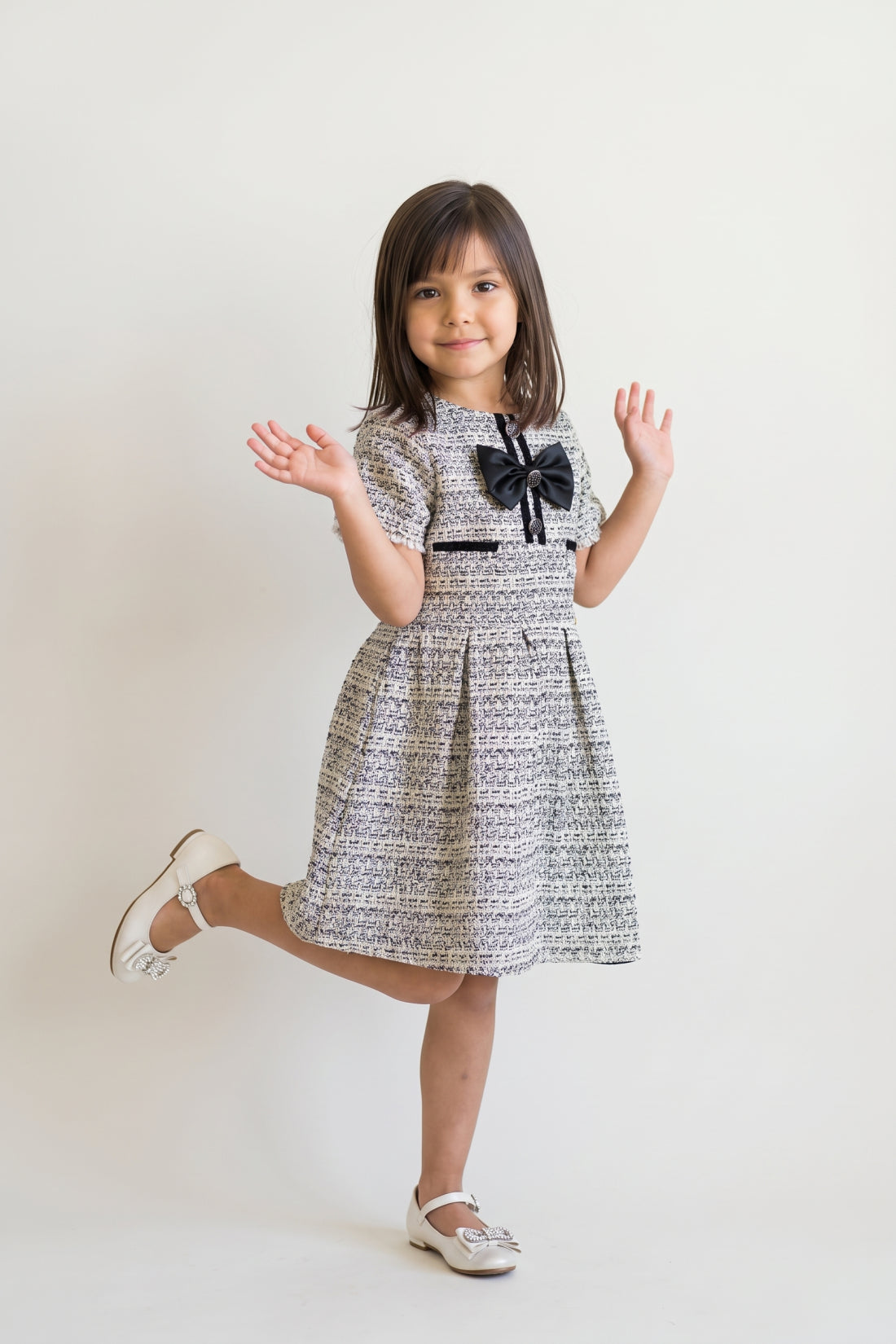 Multi Boucle Half Sleeve Zip Dress
