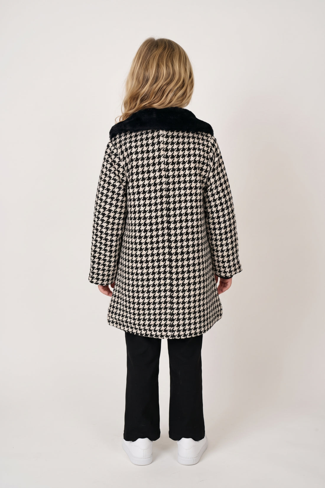 Girls Multicolour Boucle Satin-Lined Buttoned Overcoat