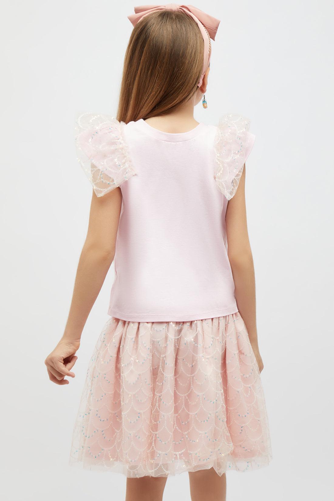 One Friday Pink top Ruffle Shoulders - One Friday World