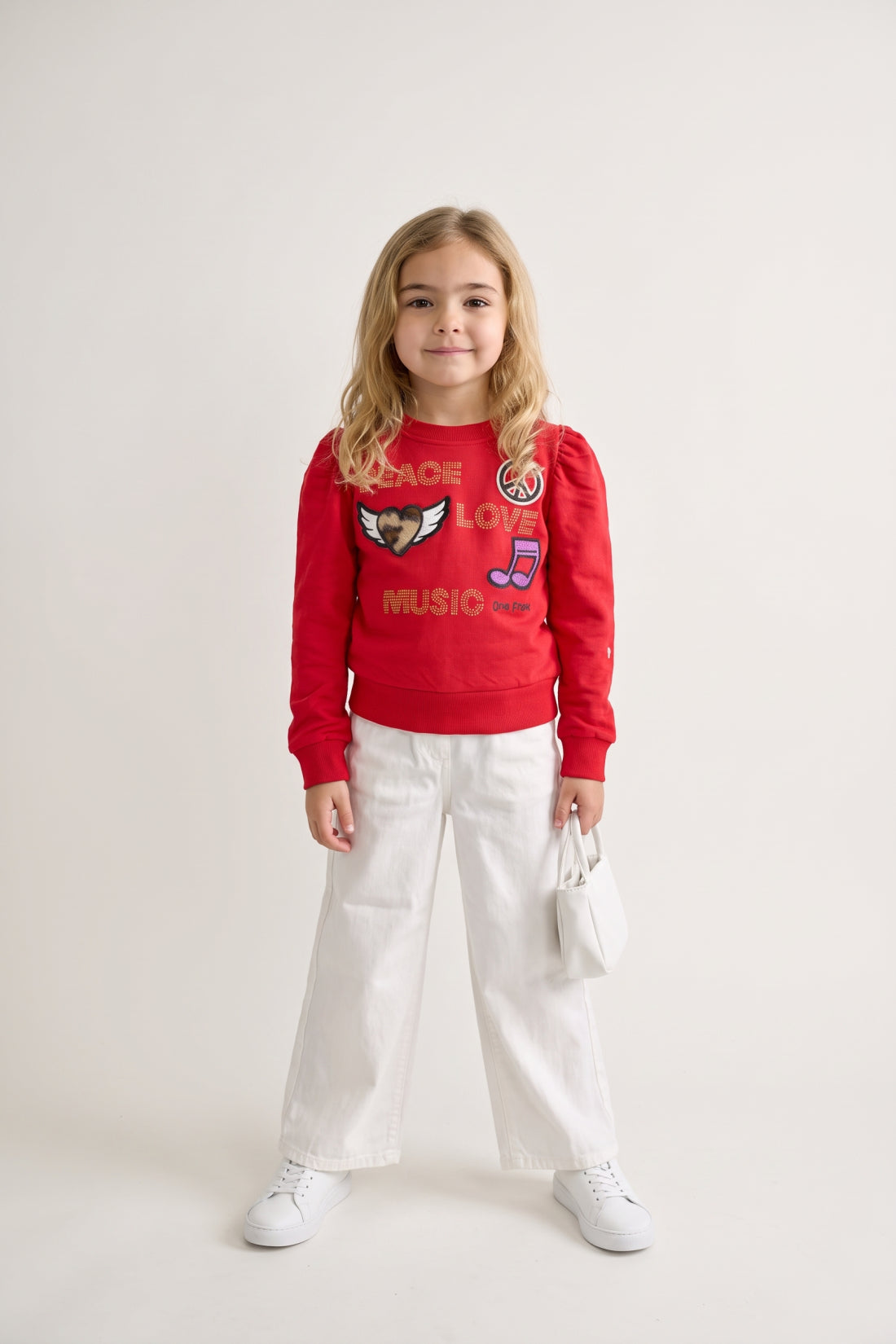 Girls White Studded Denim Zip Jeans