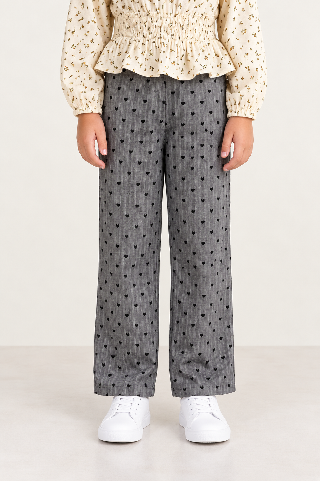 Girls Multicolour Printed Herringbone Zip Trousers